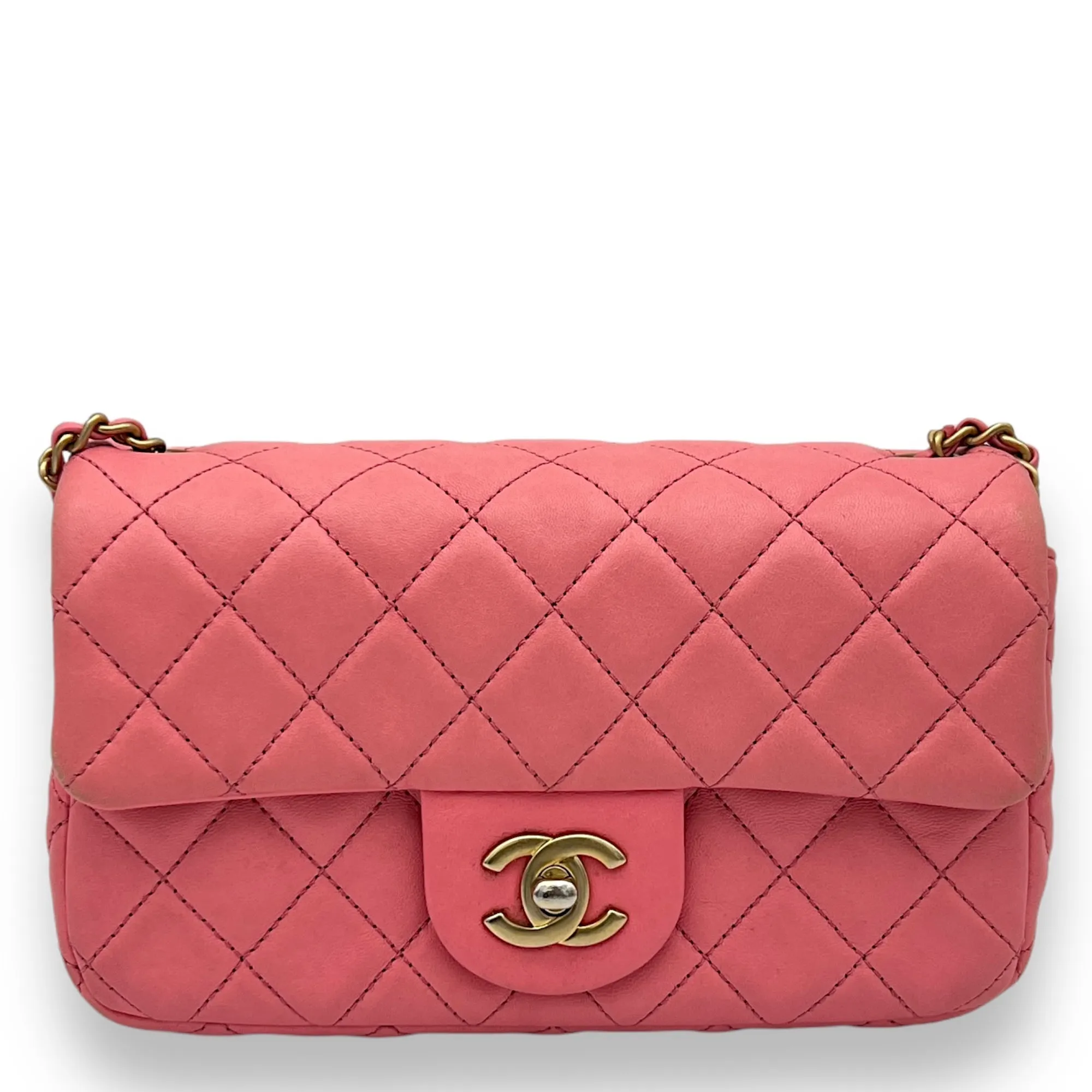 Quilted Worth the price Calfskin, hardware Pearl High-value Gold in Pink Shoulder Bag Crush