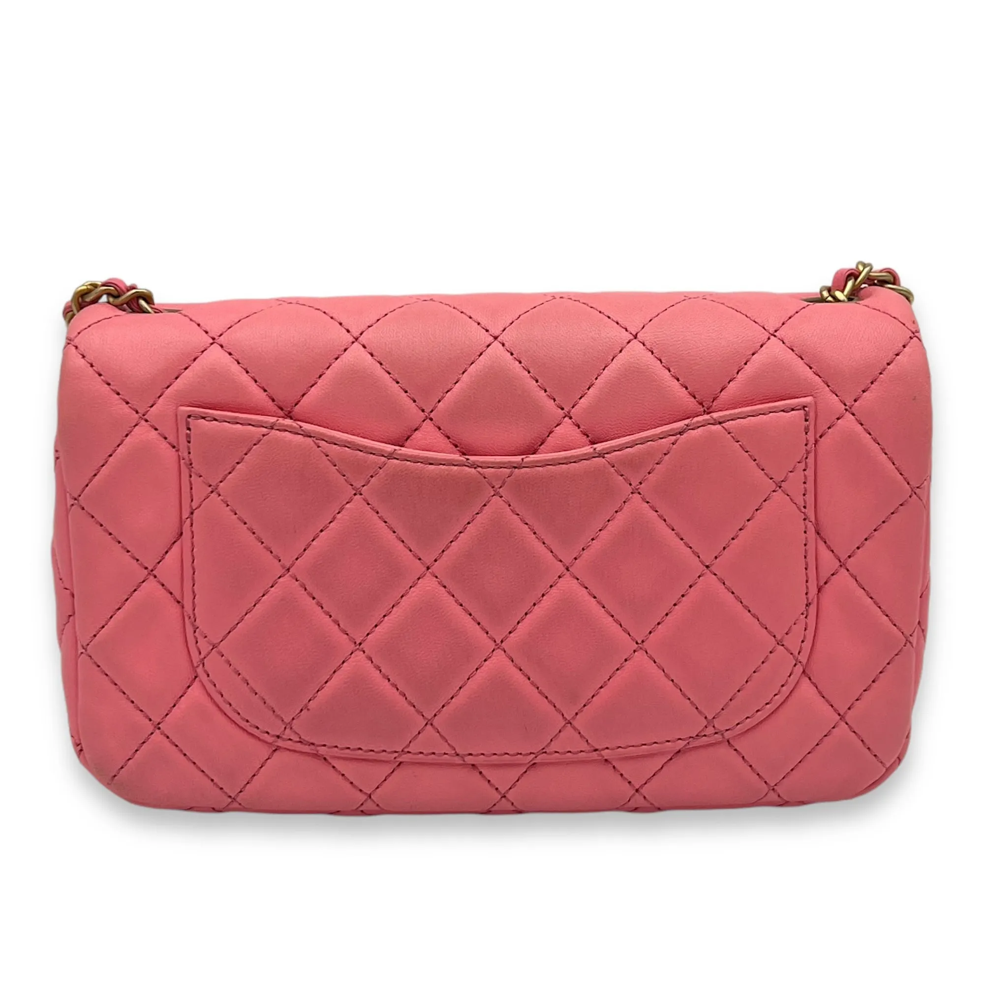 Quilted Worth the price Calfskin, hardware Pearl High-value Gold in Pink Shoulder Bag Crush