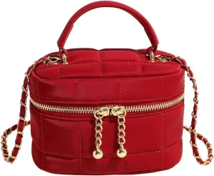 QWINEE Women's Silver Top Handle Crossbody Bag Small Crocodile Embossed Satchel Bag Mini Bucket Handbag