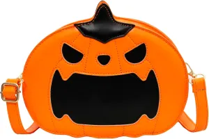 QZUnique Halloween Purses Gothic Novelty Shoulder Bag Pumpkin Coffin Skull Bat Crossbody Bag holiday Party Gift Candy Bag