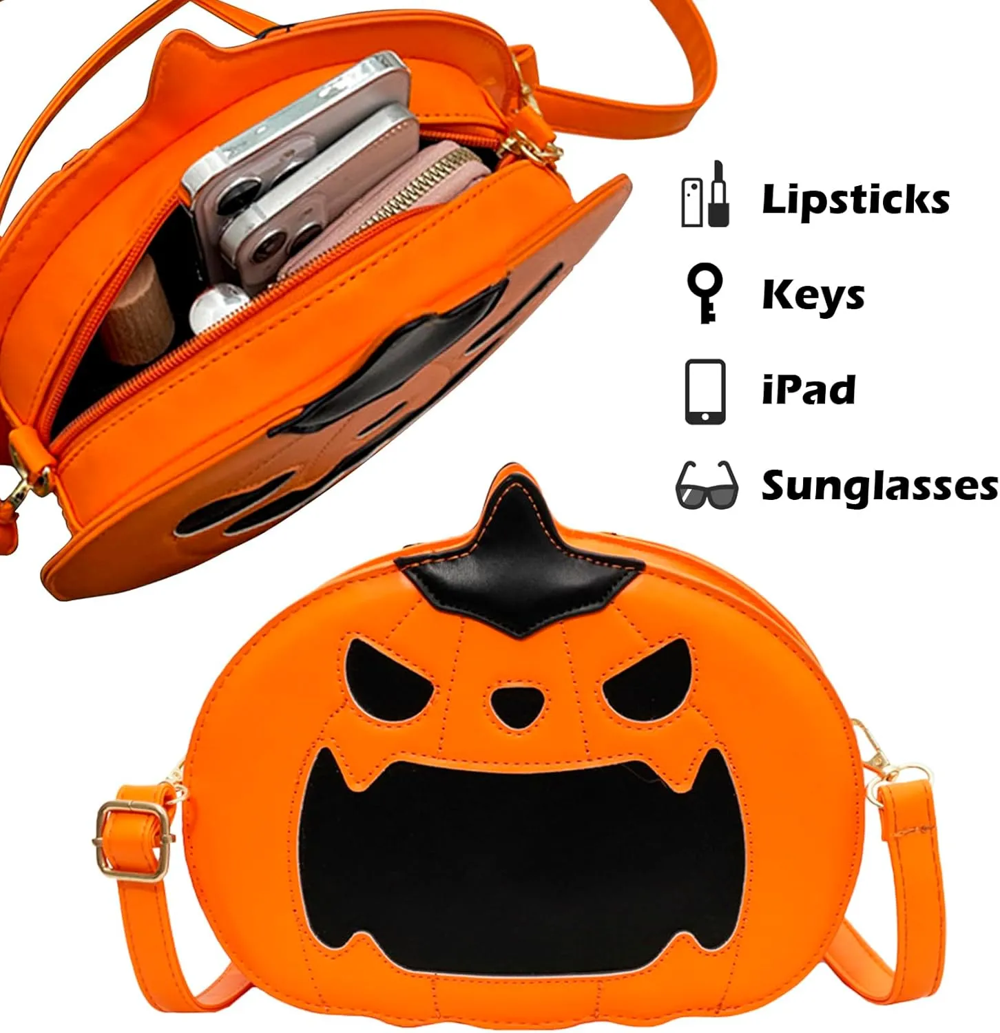 QZUnique Halloween Purses Gothic Novelty Shoulder Bag Pumpkin Coffin Skull Bat Crossbody Bag holiday Party Gift Candy Bag