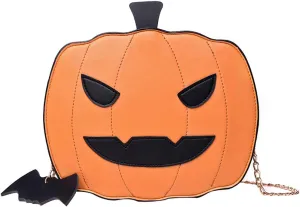 QZUnique Halloween Purses Gothic Novelty Shoulder Bag Pumpkin Coffin Skull Bat Crossbody Bag holiday Party Gift Candy Bag