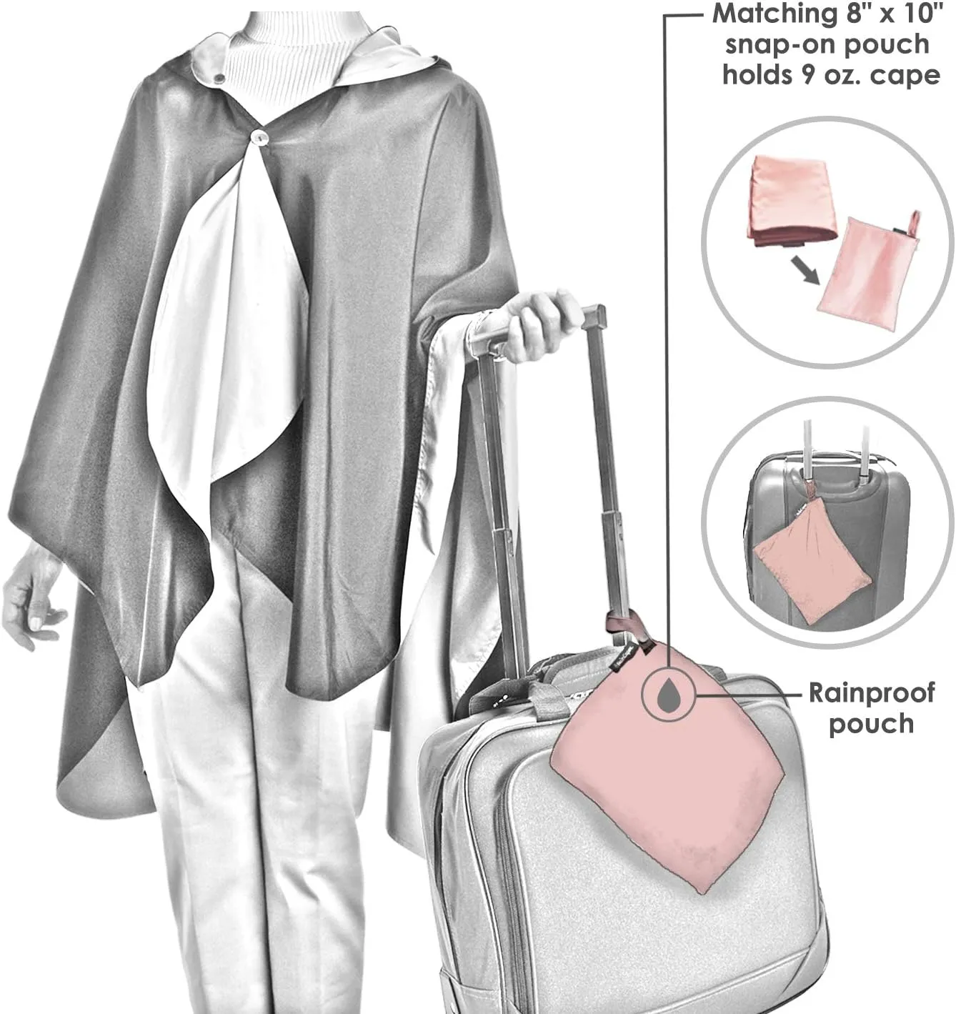 RainCaper Womens Rain Cape Poncho Coat Waterproof with Hood Reversible Fine Art