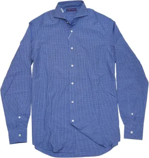 Ralph Lauren Polo Purple Label Mens Keaton Dress Shirt Italy Check Blue Black Large $395