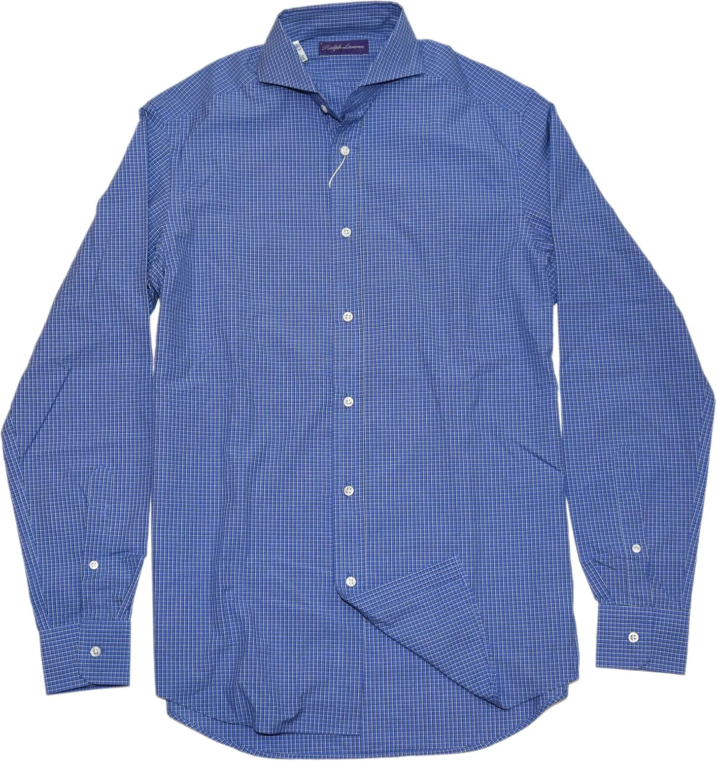 Ralph Lauren Polo Purple Label Mens Keaton Dress Shirt Italy Check Blue Black Large $395