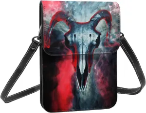 Ram Skull 3D Explosion Color Crossbody Cell Phone Purse for Womens Lightweight Small Soft Leather Fashion Travel Wallet with Adjustable Strap