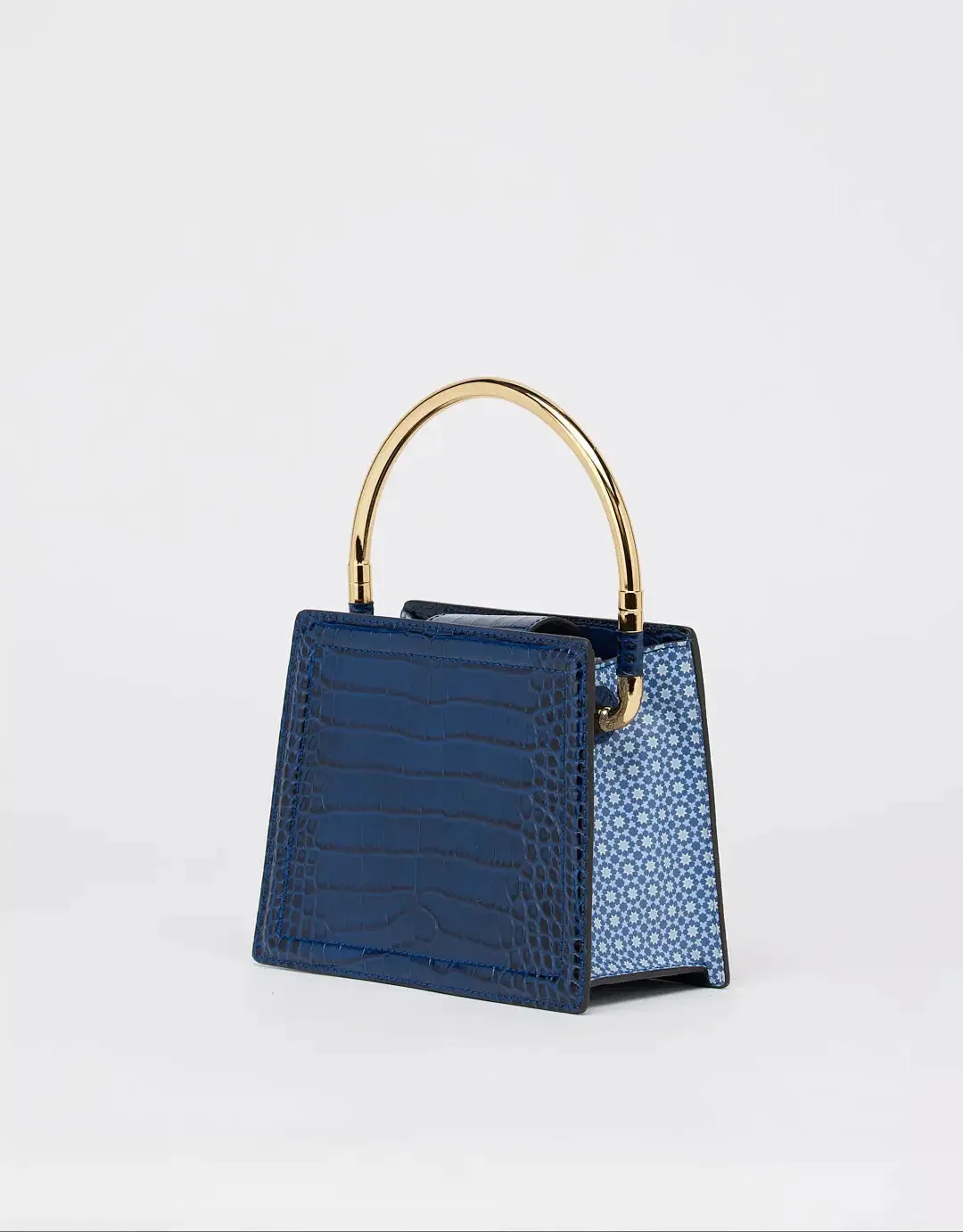 Rania Blue Golden | Leather Handbag