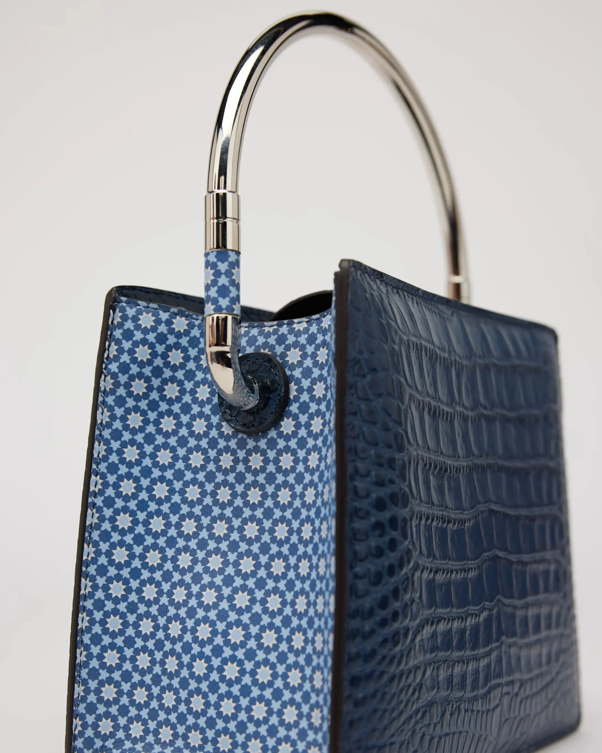 Rania Blue Golden | Leather Handbag