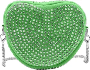 RARITYUS Cute Heart Shaped Purse Bling Rhinestone Crossbody for Women Girls Wallet Shoulder Bag with Chain Strap