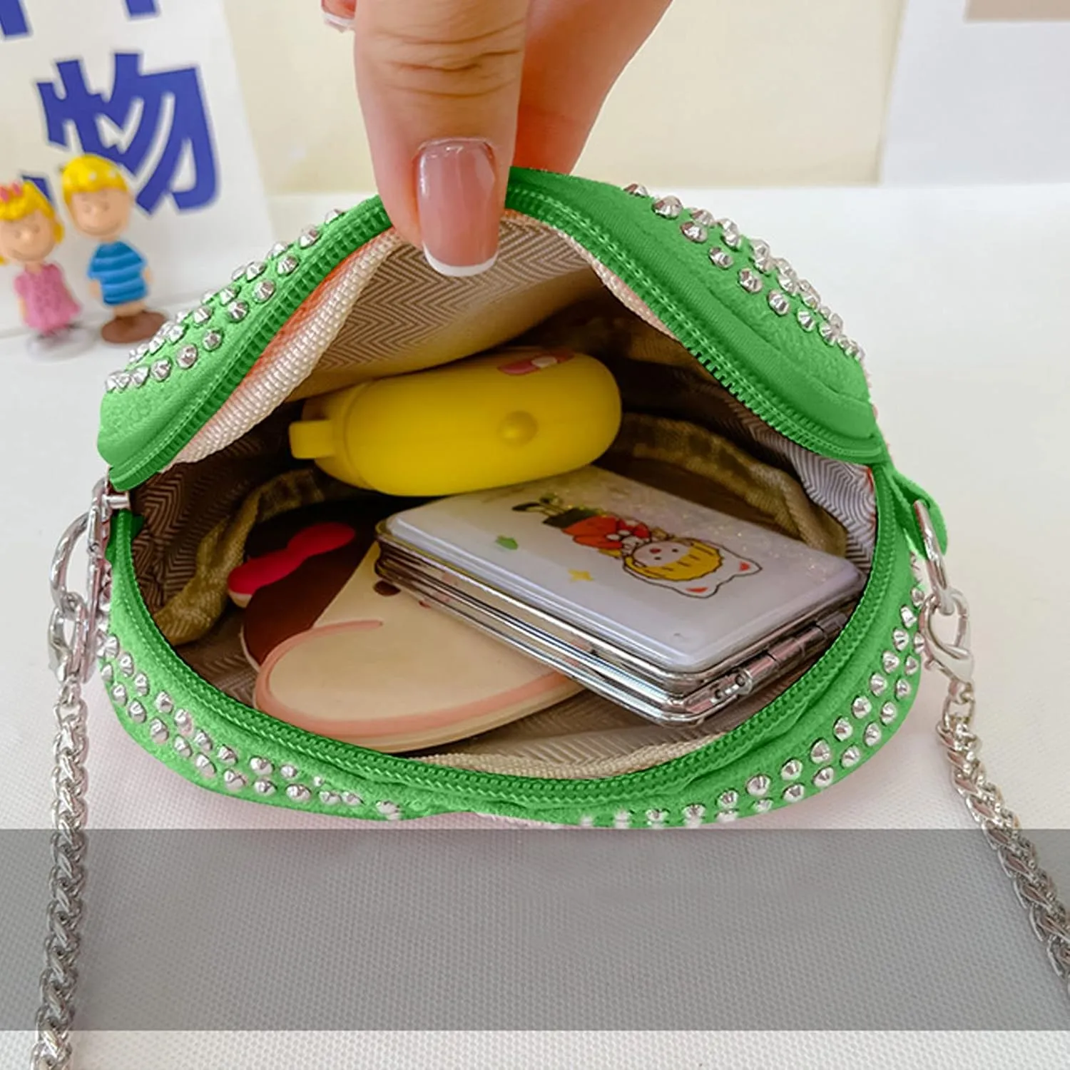 RARITYUS Cute Heart Shaped Purse Bling Rhinestone Crossbody for Women Girls Wallet Shoulder Bag with Chain Strap