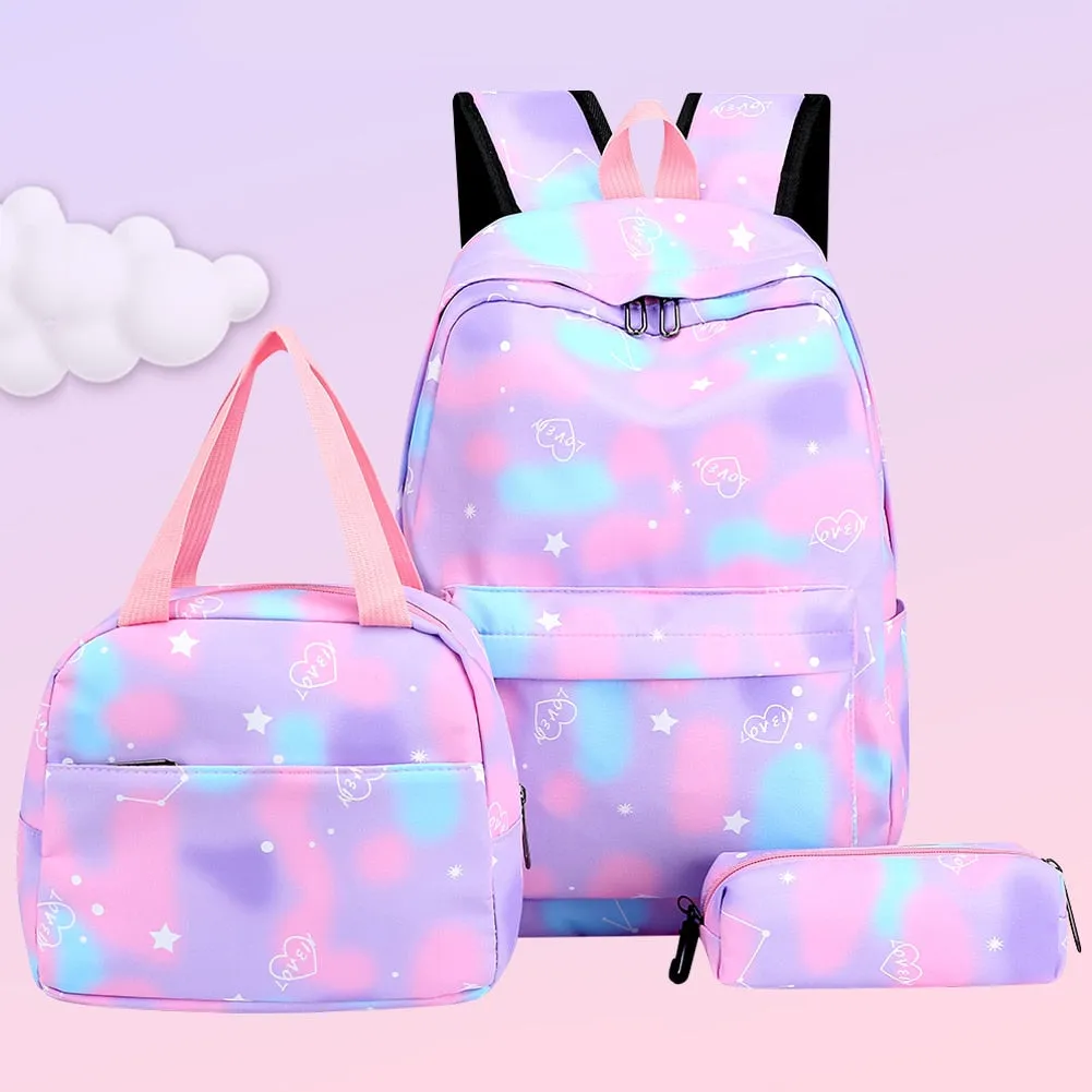 Realaiot 3pcs/set Women Backpack Casual Nylon Large Capacity Students School Bags Teenage Girls Backpack Female Travel Rucksack Daypack