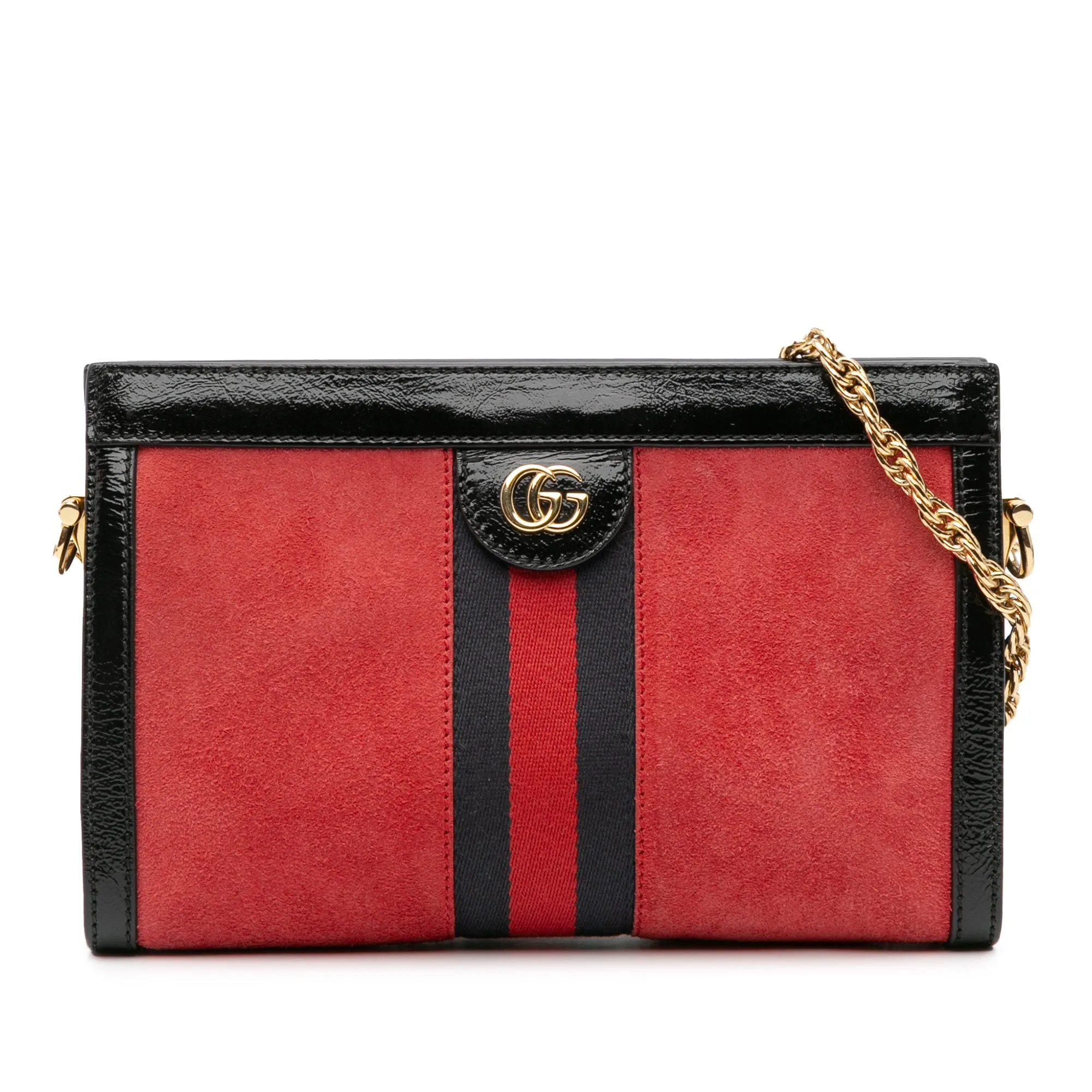 Red Gucci Small Suede Ophidia Chain Crossbody