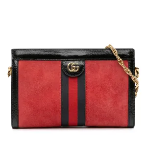 Red Gucci Small Suede Ophidia Chain Crossbody
