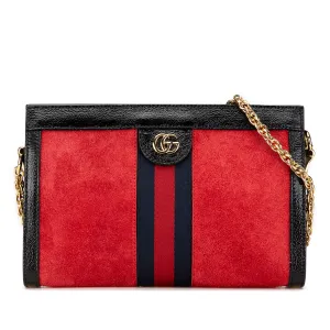 Red Gucci Small Suede Ophidia Chain Crossbody