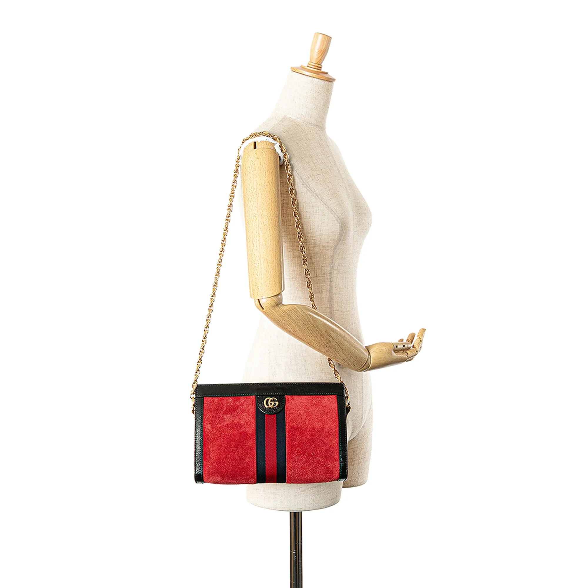 Red Gucci Small Suede Ophidia Chain Crossbody