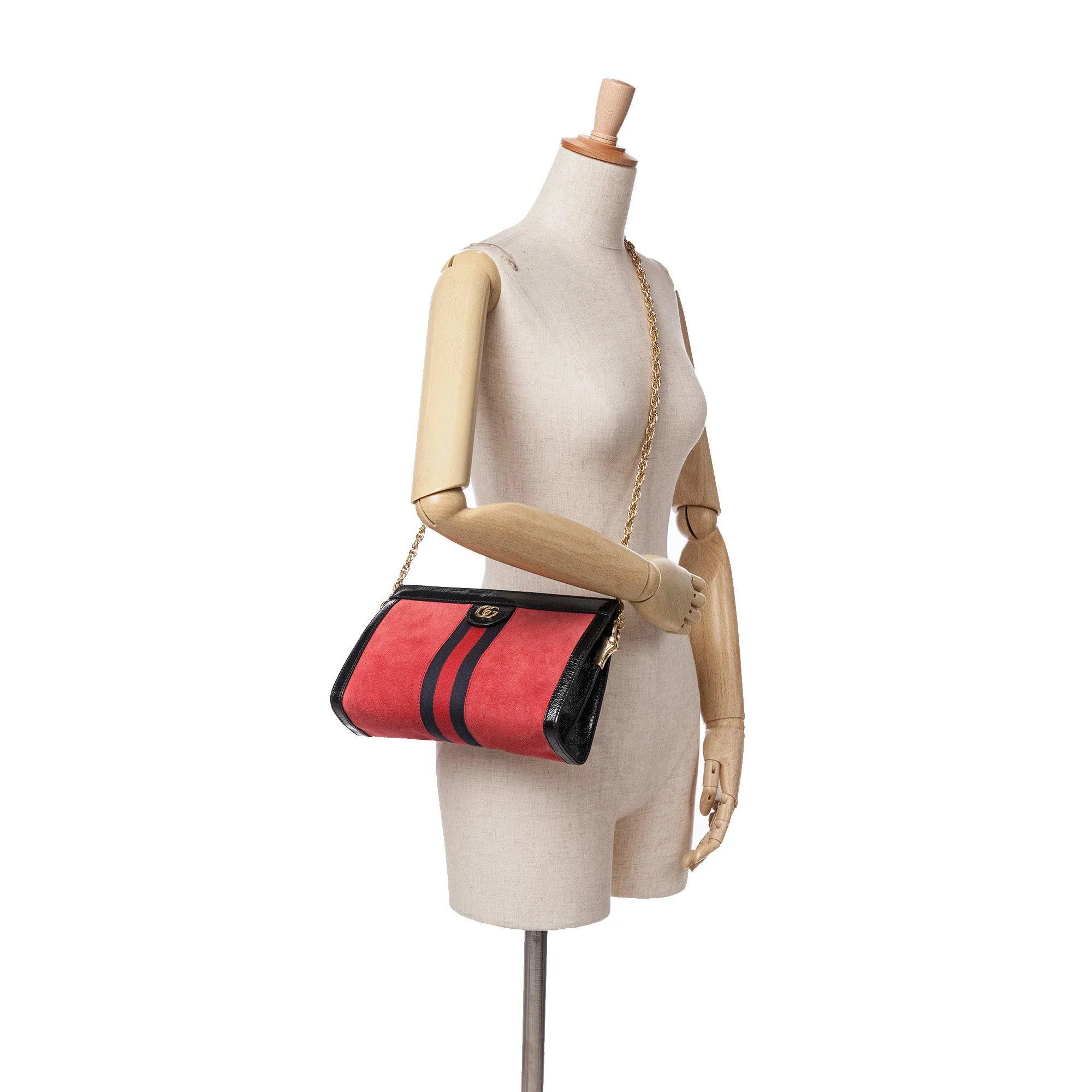 Red Gucci Small Suede Ophidia Chain Crossbody