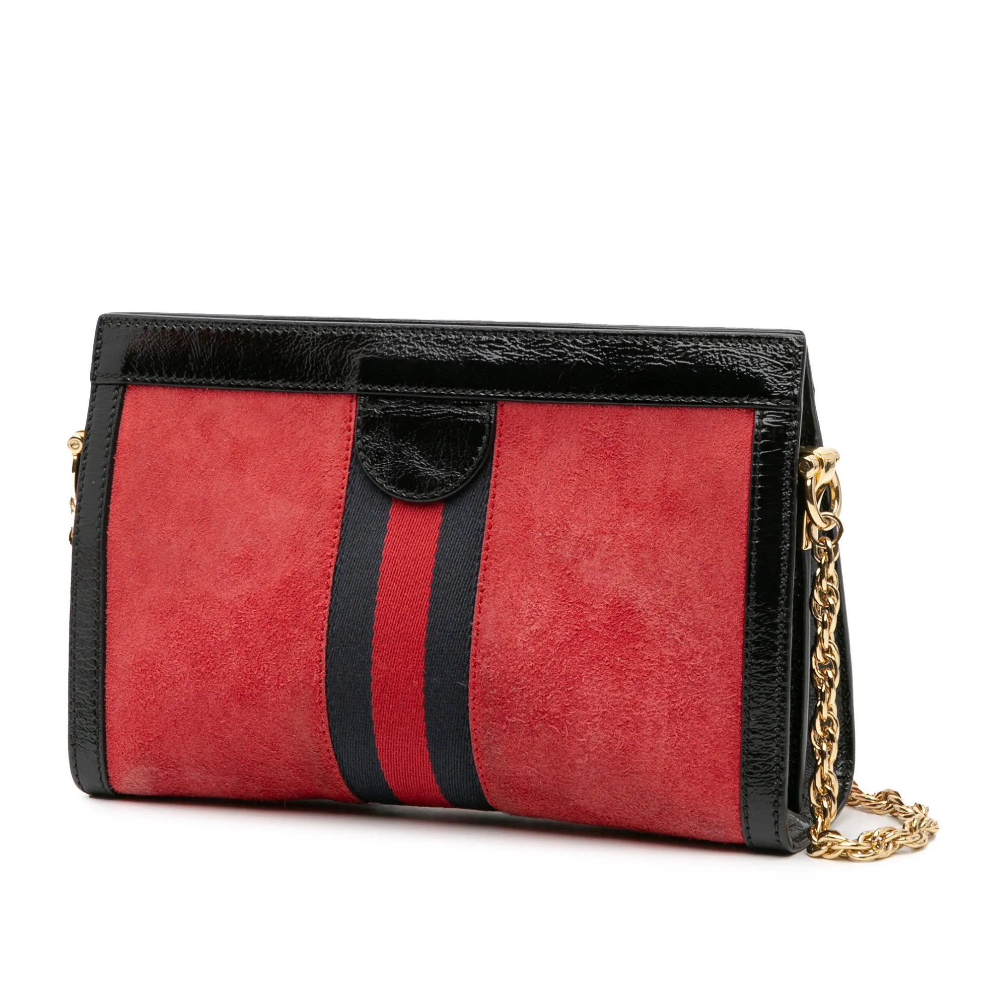 Red Gucci Small Suede Ophidia Chain Crossbody