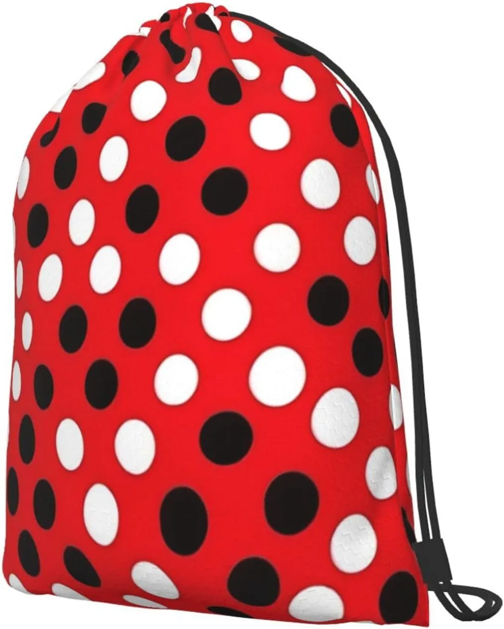 Red White Polka Dot Drawstring Cinch Backpack Polyester Sack Pack String Bag For Hiking Camping Adventure