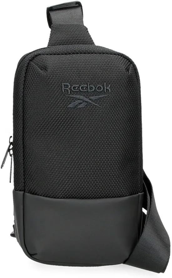 Reebok Roger Cross Body Bag Black 12.5x24x5.5cm Polyester with Faux Leather Details by Joumma Bags by Joumma Bags, Black/White, Cross Body Bag, Black/White, Cross Body Bag