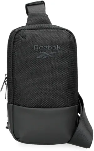 Reebok Roger Cross Body Bag Black 12.5x24x5.5cm Polyester with Faux Leather Details by Joumma Bags by Joumma Bags, Black/White, Cross Body Bag, Black/White, Cross Body Bag