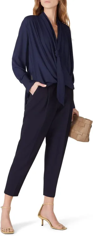 Rent The Runway Pre-Loved Navy Draped Blouse