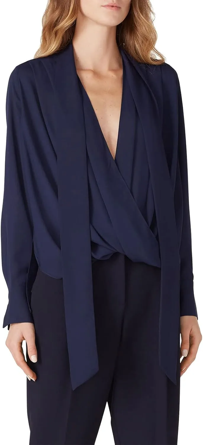 Rent The Runway Pre-Loved Navy Draped Blouse