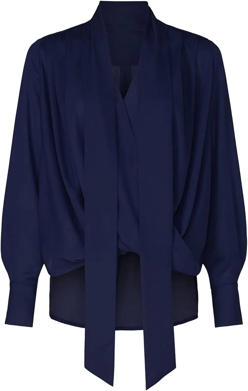 Rent The Runway Pre-Loved Navy Draped Blouse