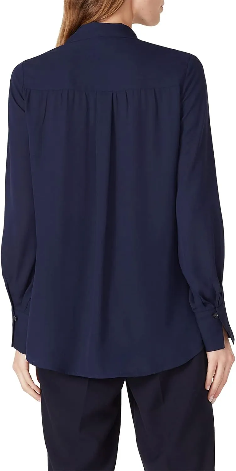 Rent The Runway Pre-Loved Navy Draped Blouse