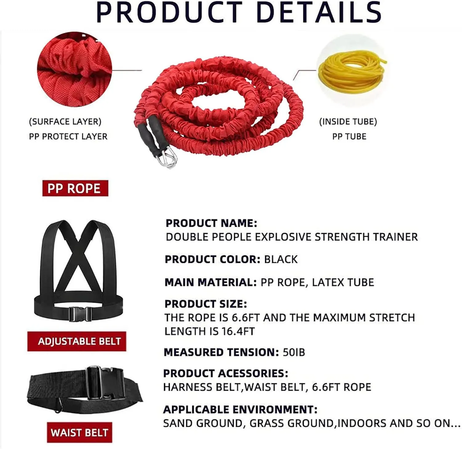 Resistance Explosive Training Rope Force Improve Power, Agility, Strength Track and Field Football Basketball Volleyball Multi-Directional Physical Equipment