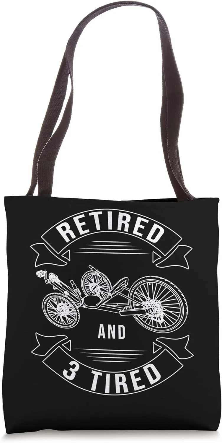 Retired And 3-Tired Recumbent Bicycle Trike Senior Cycling Tote Bag