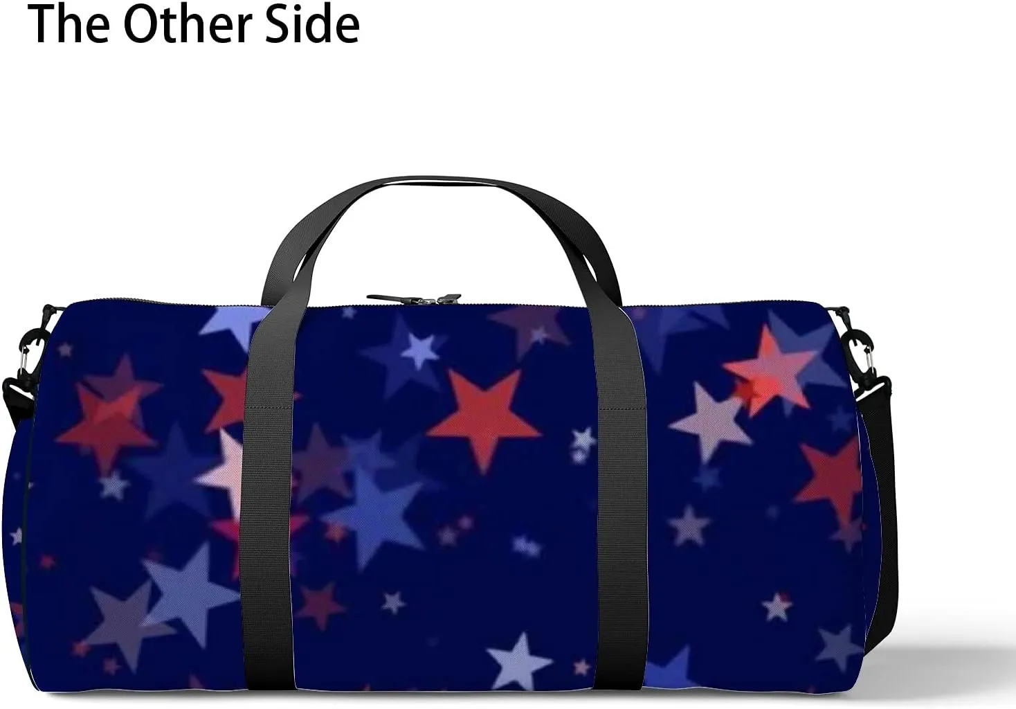 Retro Navy Blue and Red Stars Pattern Sports Bag Tote Bag Waterproof Gym Bag with Shoulder Strap Zipper 2 Side Pockets for Men and Women, Travel and Storage Shoulder Bag.