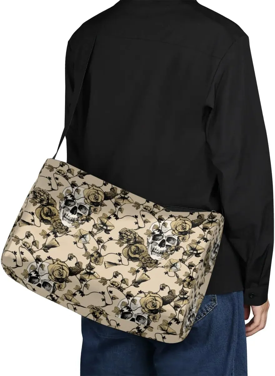Retro Sugar Skull Flowers Small Gym Bag for Men Women Workout Sport Duffle Bag Waterproof Weekender Overnight Bag Lightweight Carry on Tote Bag Crossbody Shoulder Travel Bag for Swim Yoge Dance