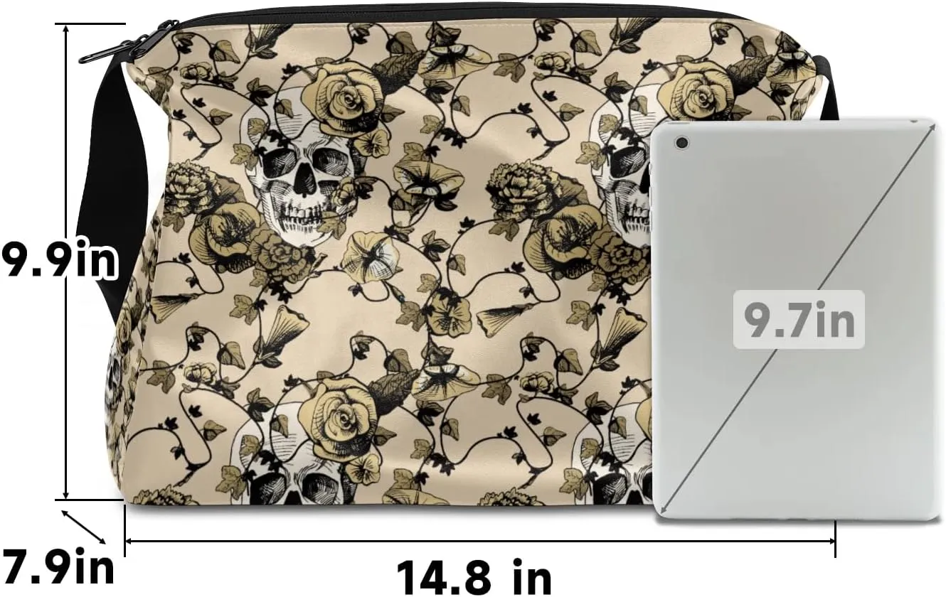 Retro Sugar Skull Flowers Small Gym Bag for Men Women Workout Sport Duffle Bag Waterproof Weekender Overnight Bag Lightweight Carry on Tote Bag Crossbody Shoulder Travel Bag for Swim Yoge Dance