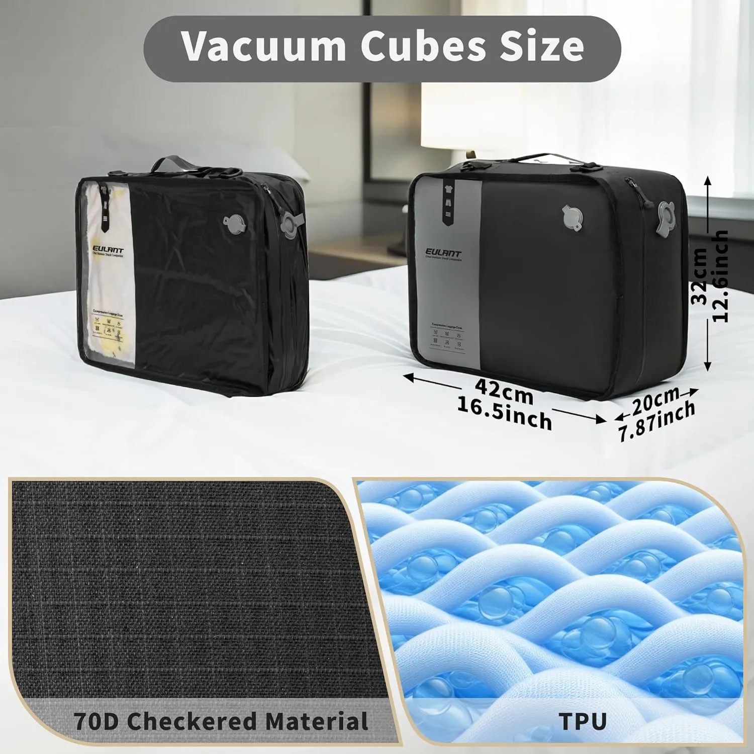 Reusable Compression Packing Cubes for Men/Women Business Travel,Professional IP67 Vacuum Bags for Packing Organizers, Packing Cubes for 20inch Suitcases Luggage for Business Trip(20 inches,No Pump)