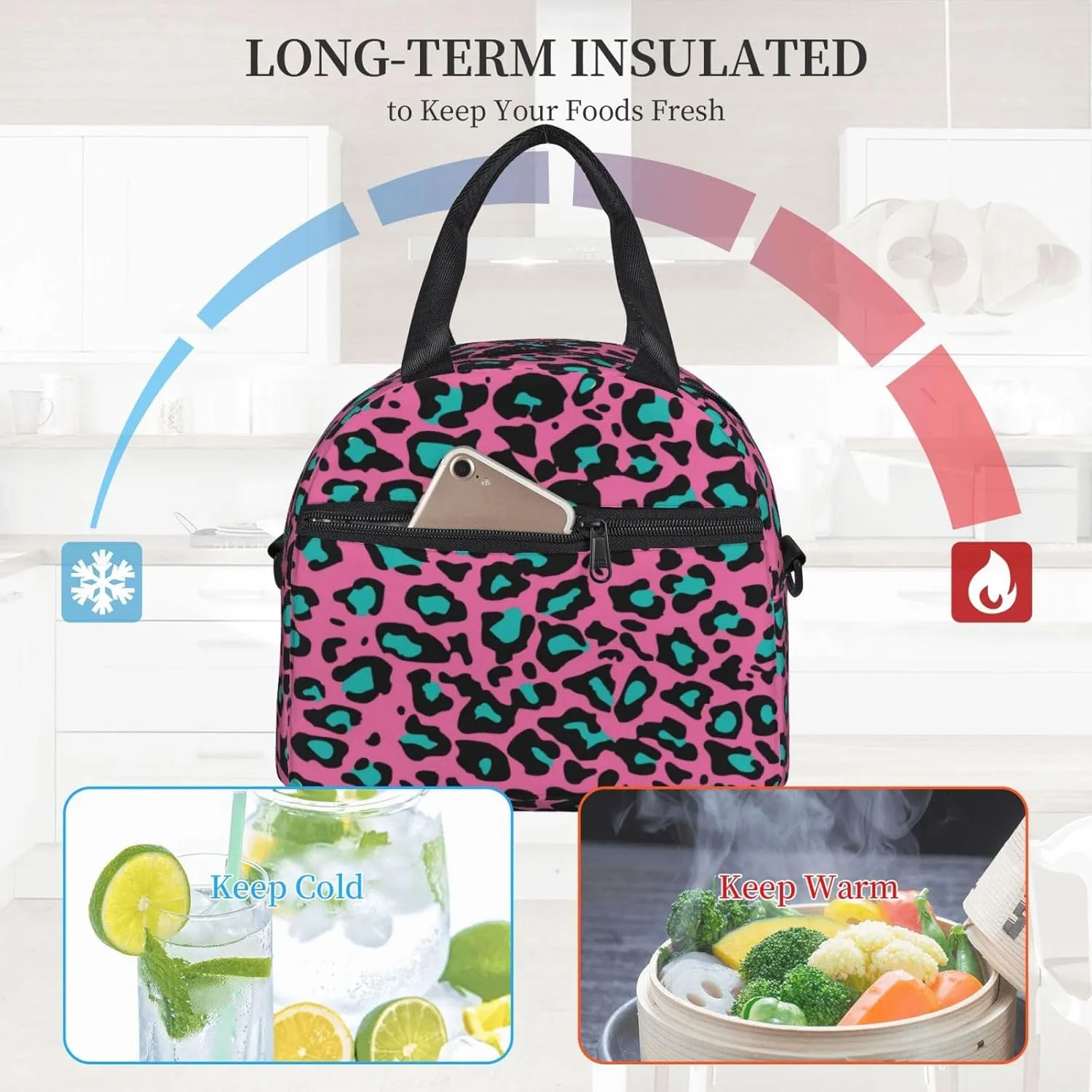 Ribcage Skull Flowers,Insulated Reusable Lunch Bag with Adjustable Shoulder Strap for Adults,Skull with Flowers Human Ribcage,Leakproof Office Picnic Hiking Beach Tote Bag,Multicolor,9x5x7.8in