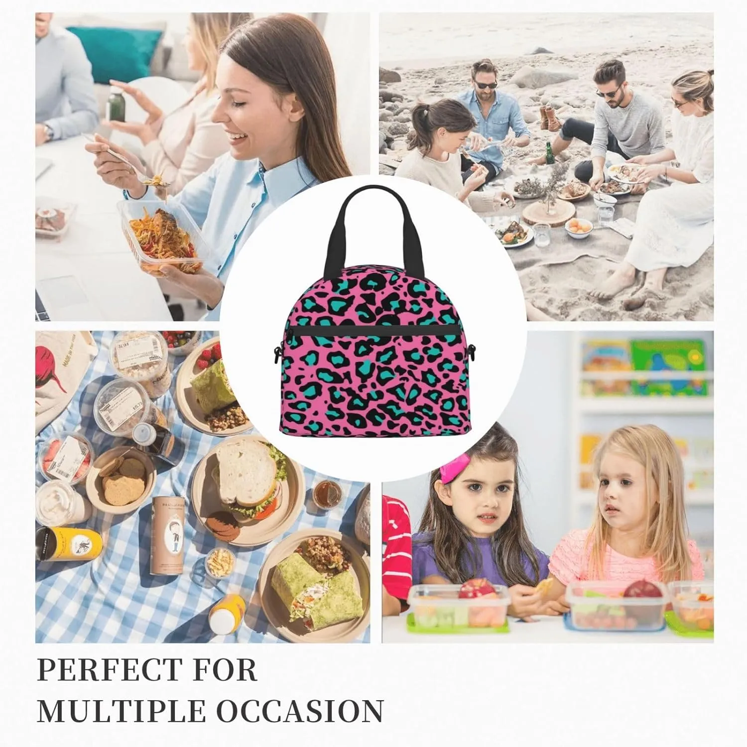 Ribcage Skull Flowers,Insulated Reusable Lunch Bag with Adjustable Shoulder Strap for Adults,Skull with Flowers Human Ribcage,Leakproof Office Picnic Hiking Beach Tote Bag,Multicolor,9x5x7.8in