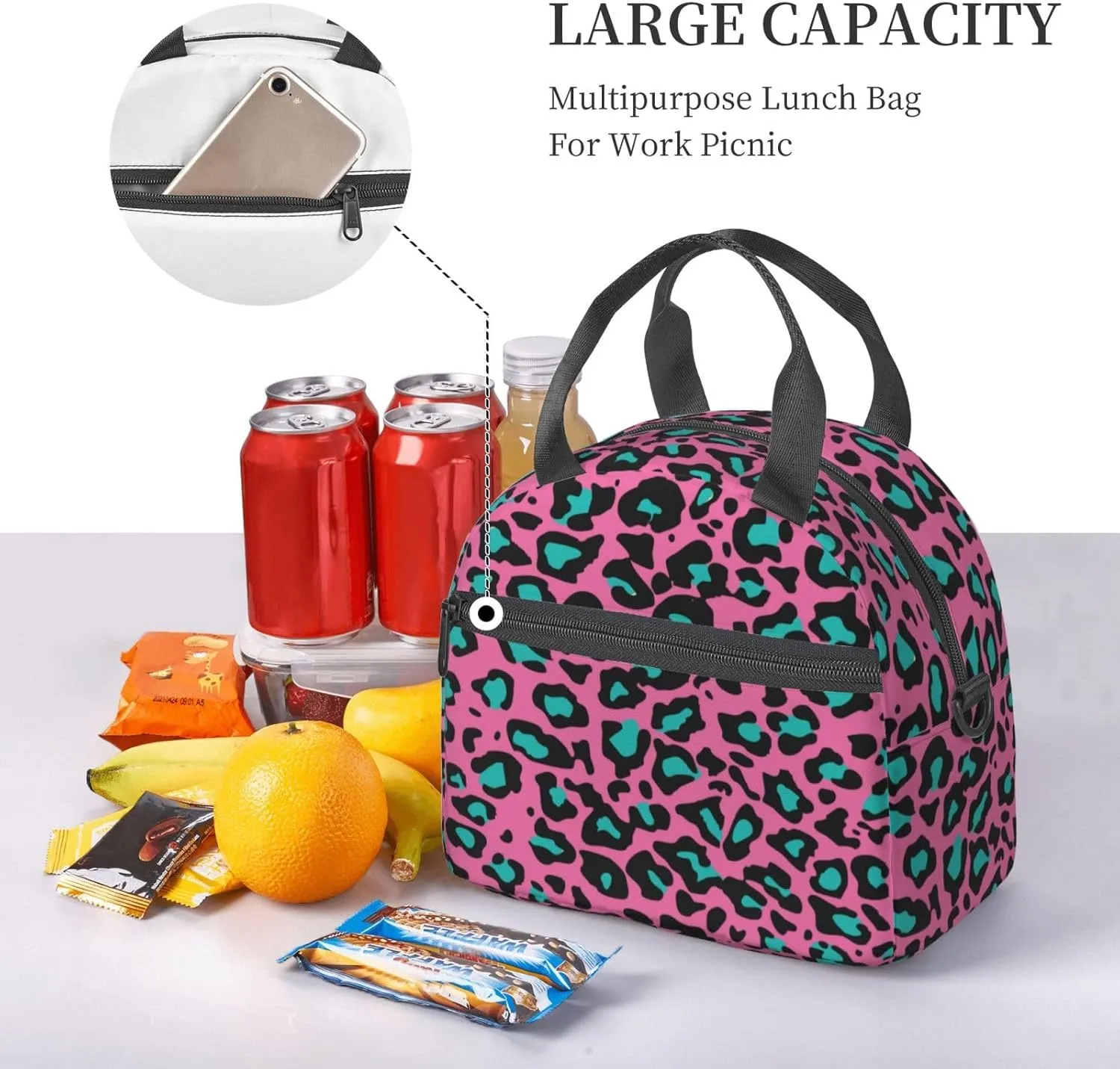 Ribcage Skull Flowers,Insulated Reusable Lunch Bag with Adjustable Shoulder Strap for Adults,Skull with Flowers Human Ribcage,Leakproof Office Picnic Hiking Beach Tote Bag,Multicolor,9x5x7.8in