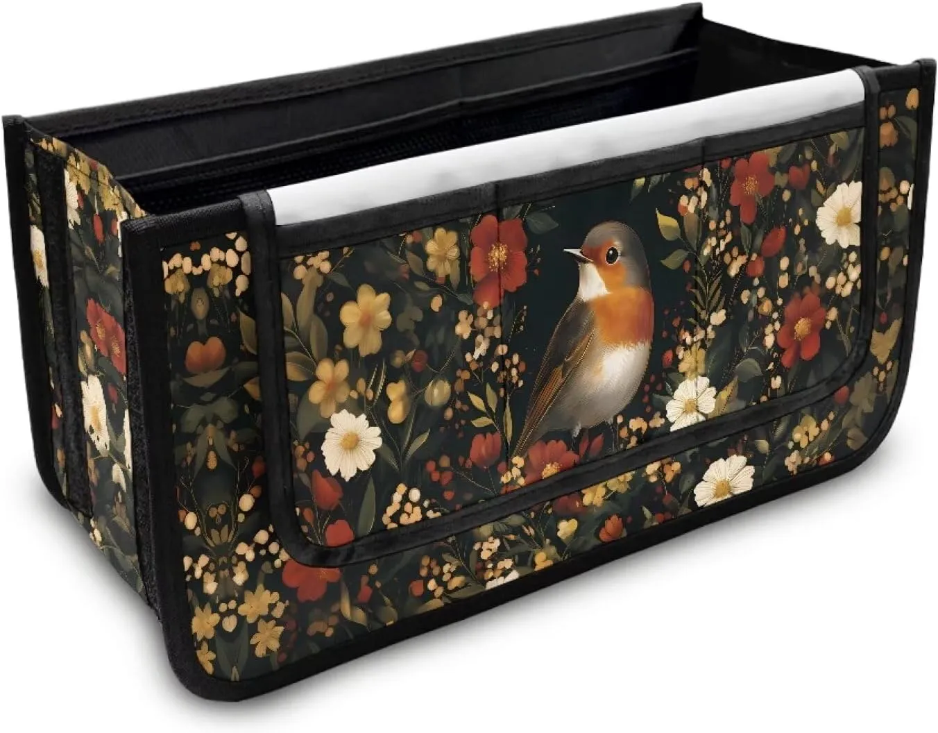 Robin Bird Floral Rollator Bag Tote Organizer for Universal Walkers Walker Bag Mobility Aid Accessory Pouch for Seniors in Assisted Living