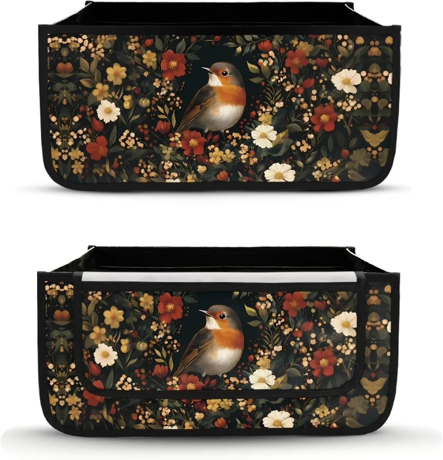 Robin Bird Floral Rollator Bag Tote Organizer for Universal Walkers Walker Bag Mobility Aid Accessory Pouch for Seniors in Assisted Living