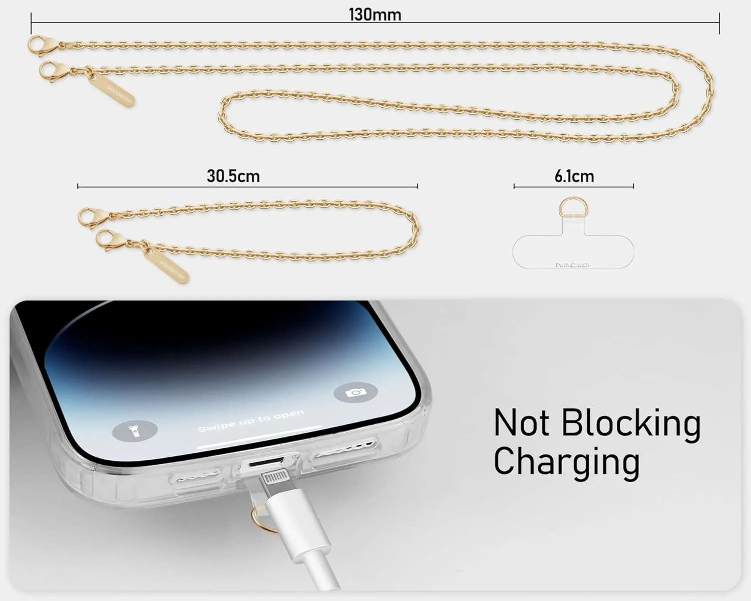 ROCONTRIP Metal Phone Chain Set Including Crossbody Phone Lanyard and Wrist Strap with 2*Tether Tabs Detachable iPhone Chain Strap Non-rust,Unbreak iPhone Wristlet Strap for Women Travel Essentials