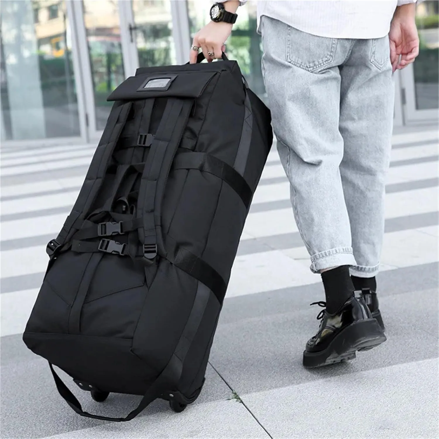 Rolling Duffle Bag with Wheels Foldable Traveling Wheeled Bags Unisex Universal Travel Bag with Wheel Large Capacity Luggage Storage Handbag(Green)