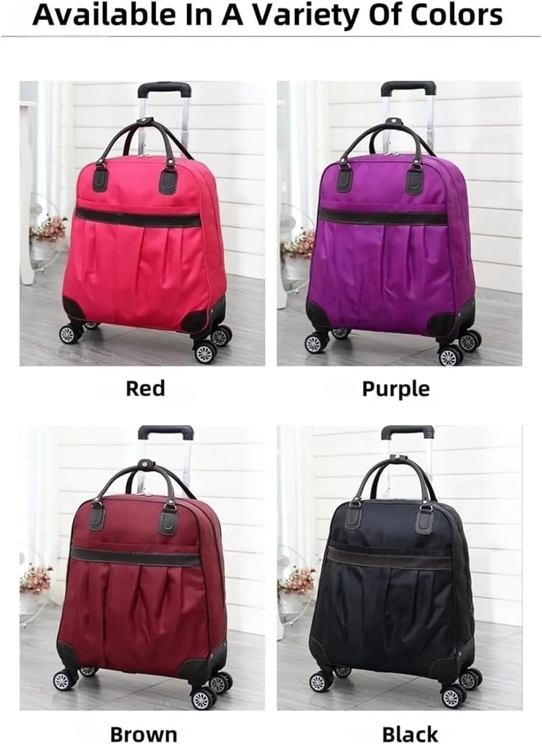 Rolling Duffle Bag With Wheels,Travel Luggage Bag ，Tote Bags For Men And Women Carry-on Luggage，Weekender Overnight Bag For Travel, Business Trips(Brown,Small)