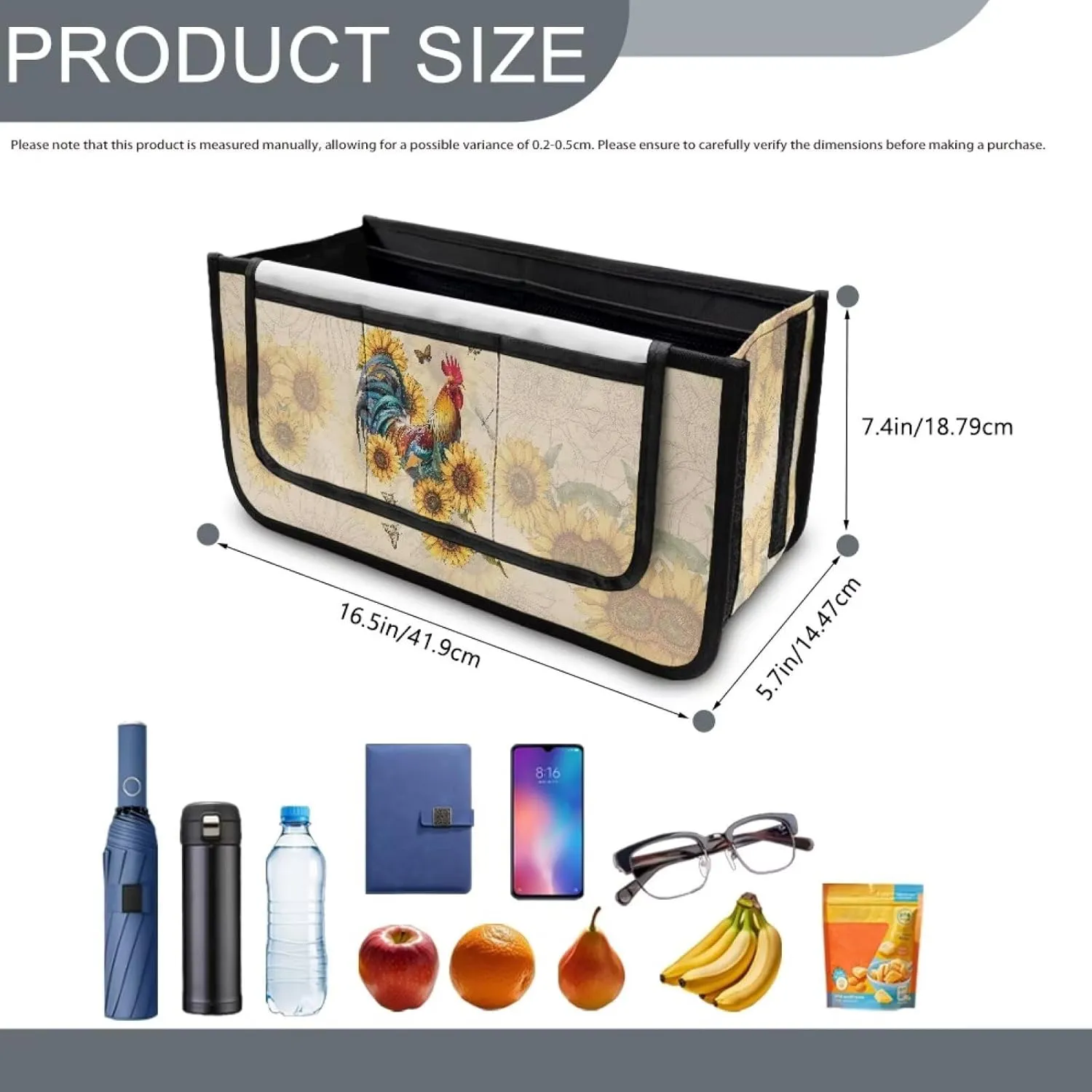 Rooster Sunflower Rollator Bag Folding Bag Tote Organizer Pouch Storage to Walkers for Senoirs Walker Accessories for Elderly Senior