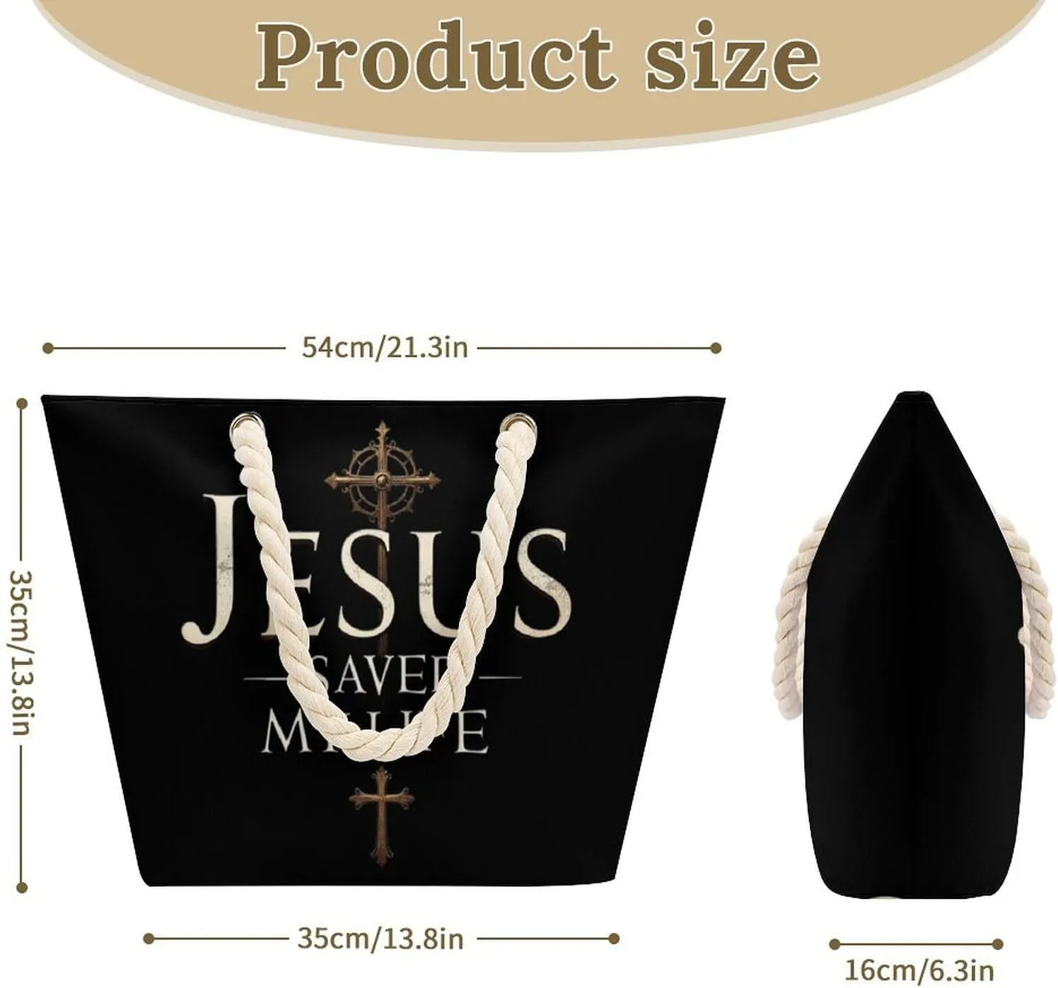 Rope Bag Women Men Beach Tote Bag with Hemp Rope Handle Top Zipper Boat Bag Large Capacity Handbag