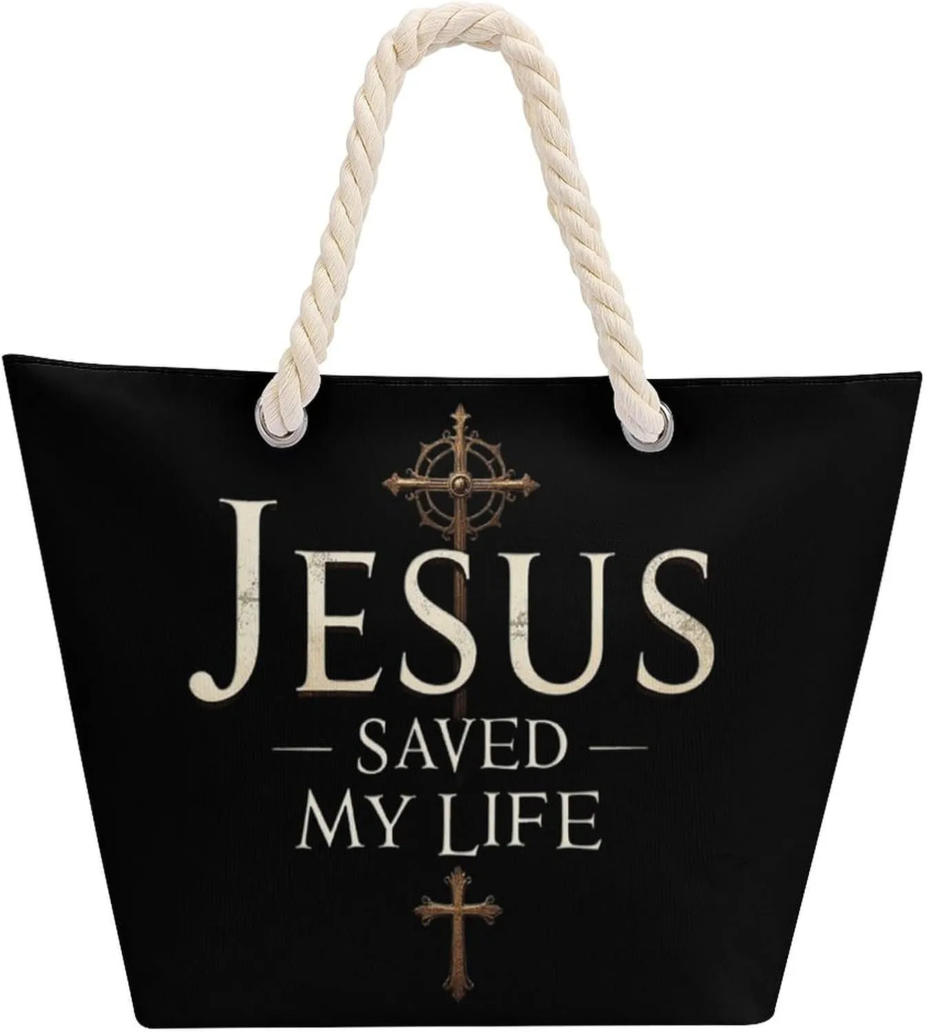 Rope Bag Women Men Beach Tote Bag with Hemp Rope Handle Top Zipper Boat Bag Large Capacity Handbag