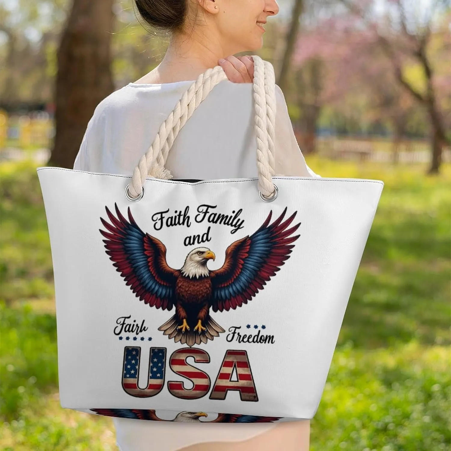Rope Bag Women Men Beach Tote Bag with Hemp Rope Handle Top Zipper Boat Bag Large Capacity Handbag