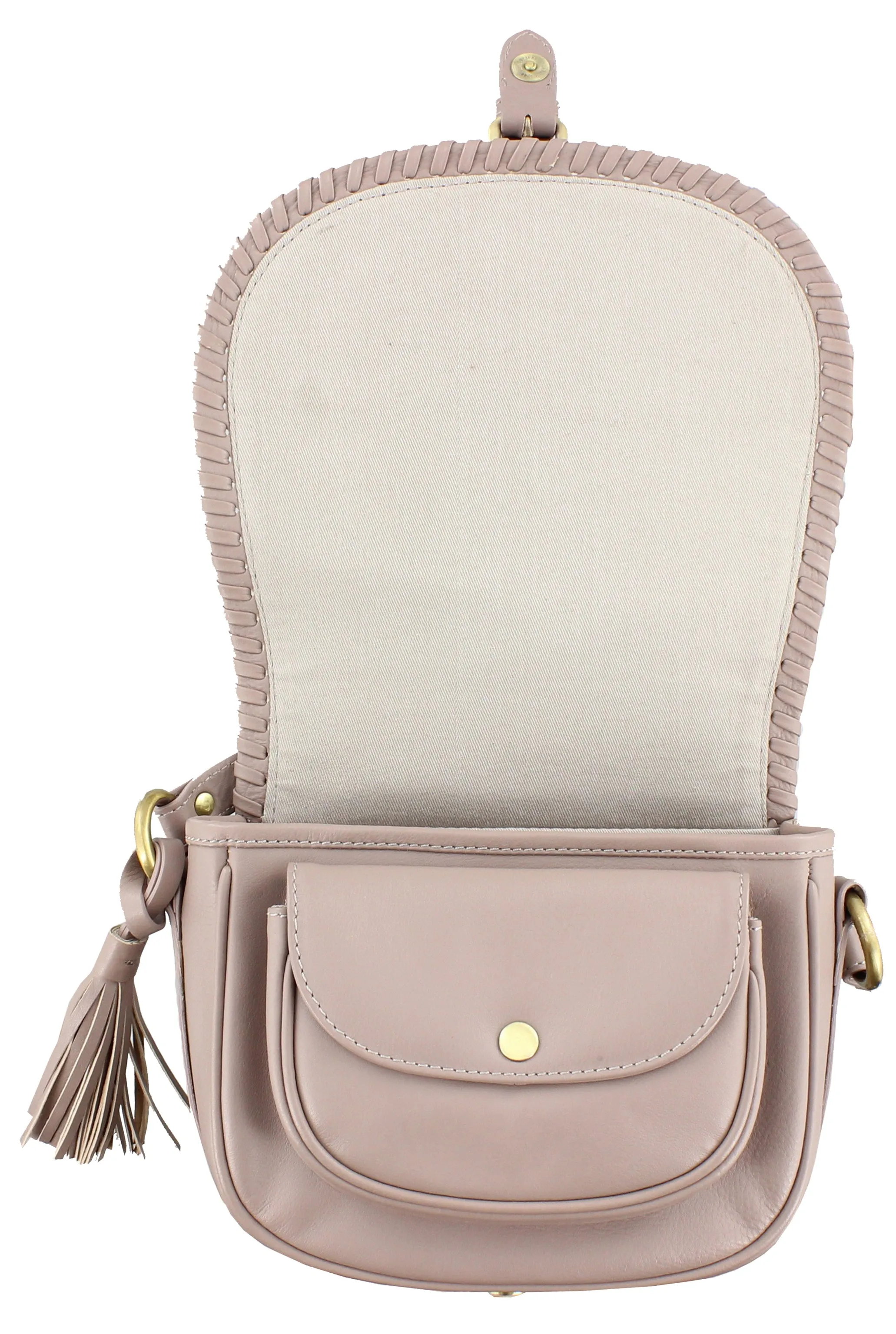 Ruby Rocks NIGHTINGALE Leather Cross Body Bag in Taupe