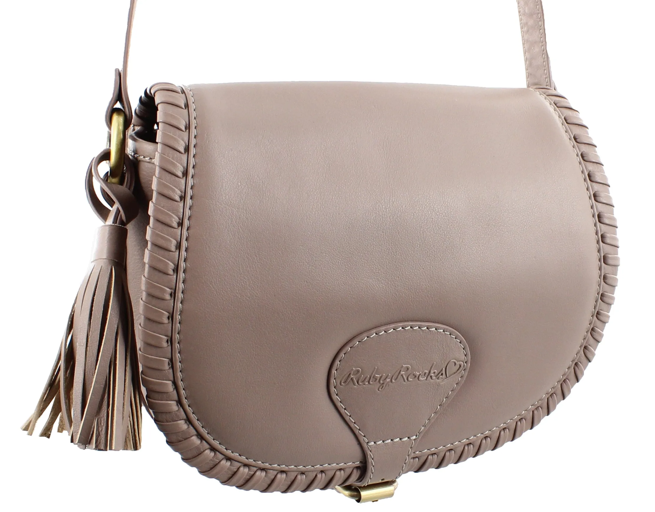 Ruby Rocks NIGHTINGALE Leather Cross Body Bag in Taupe