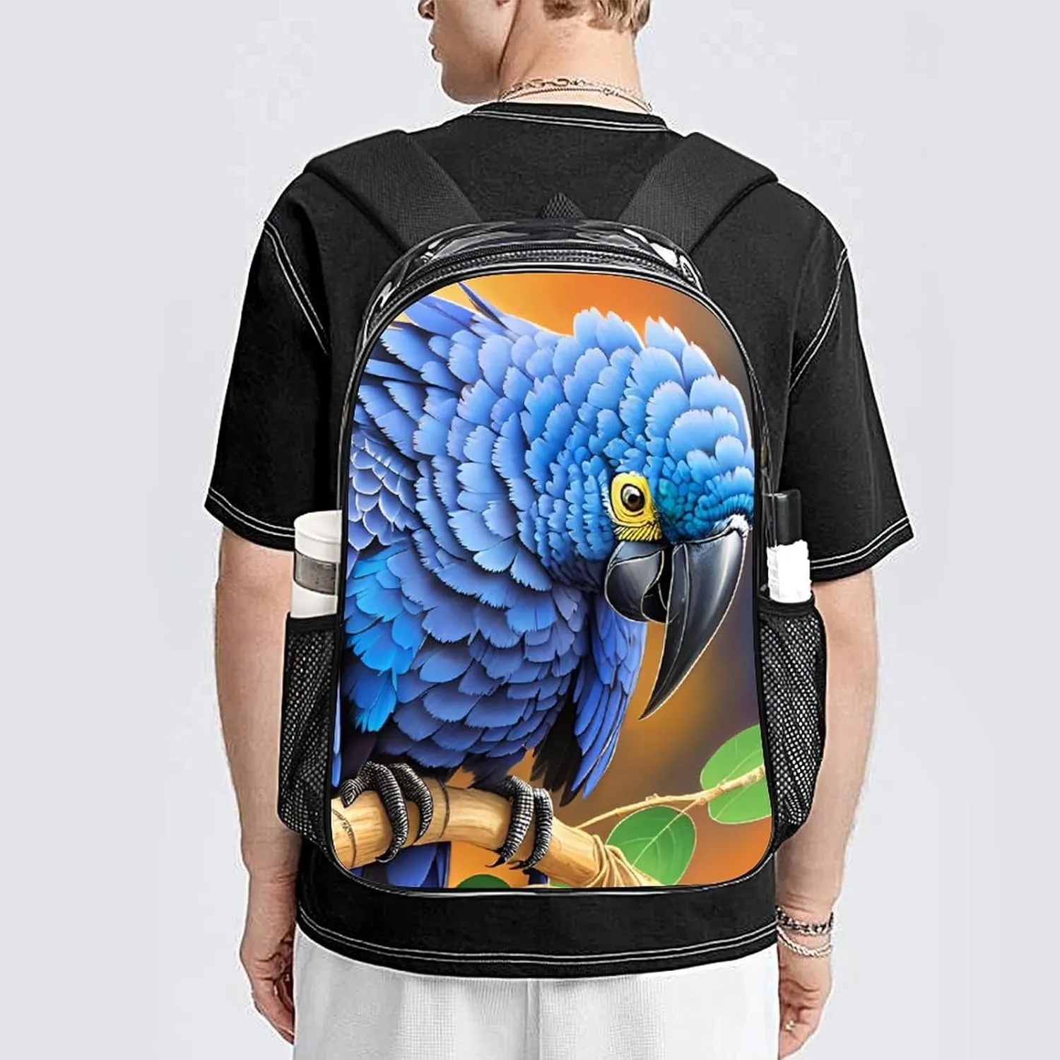 Rucksack Multipurpose Anti-Theft Big Capacity Shoulder Bag - Hyacinth Macaw Art Travel Hiking & Camping Rucksack Transparent Bag