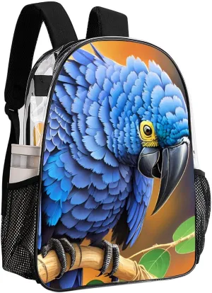 Rucksack Multipurpose Anti-Theft Big Capacity Shoulder Bag - Hyacinth Macaw Art Travel Hiking & Camping Rucksack Transparent Bag